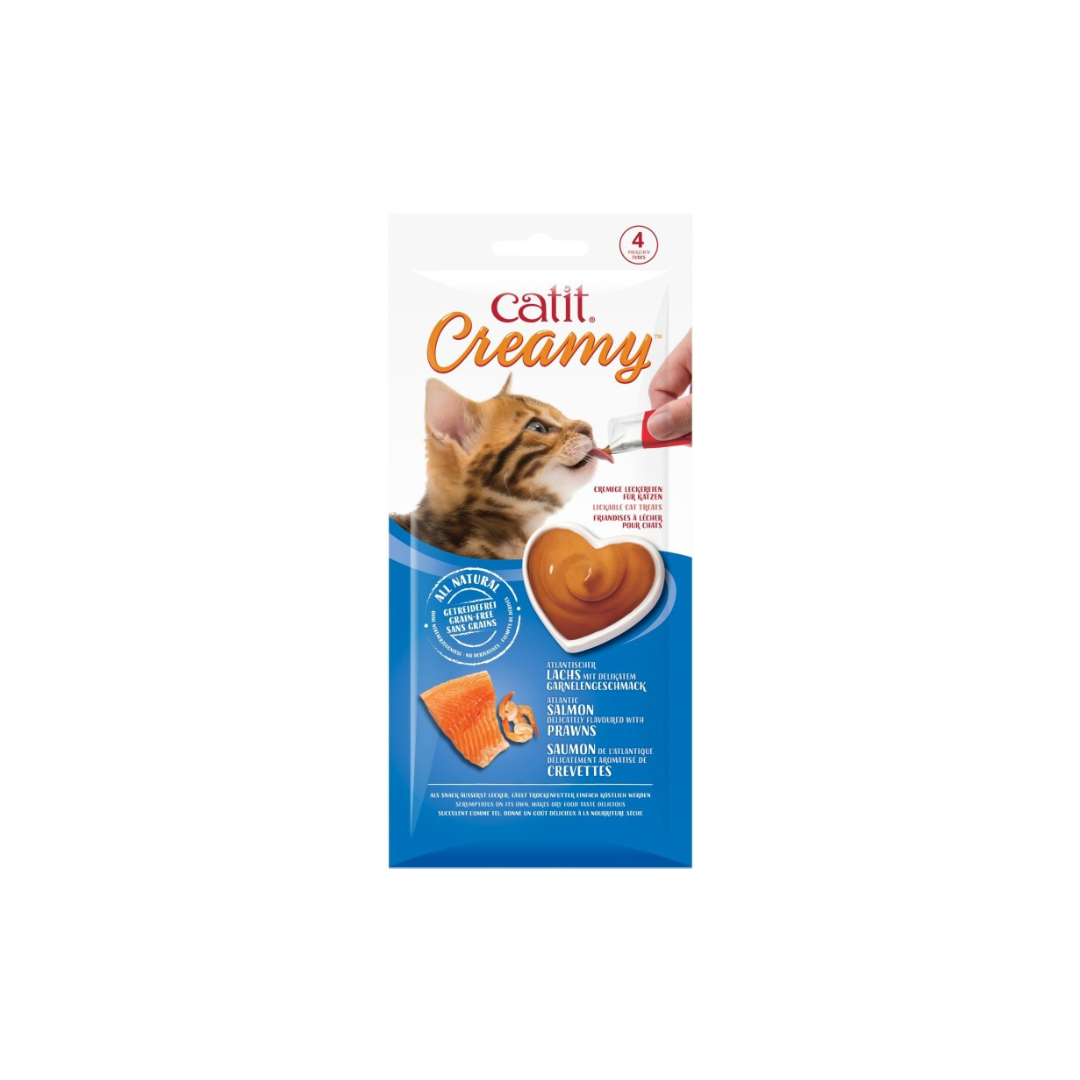 CatIt Creamy Lickable Treats - Salmon & Prawns 12pk/box Doog