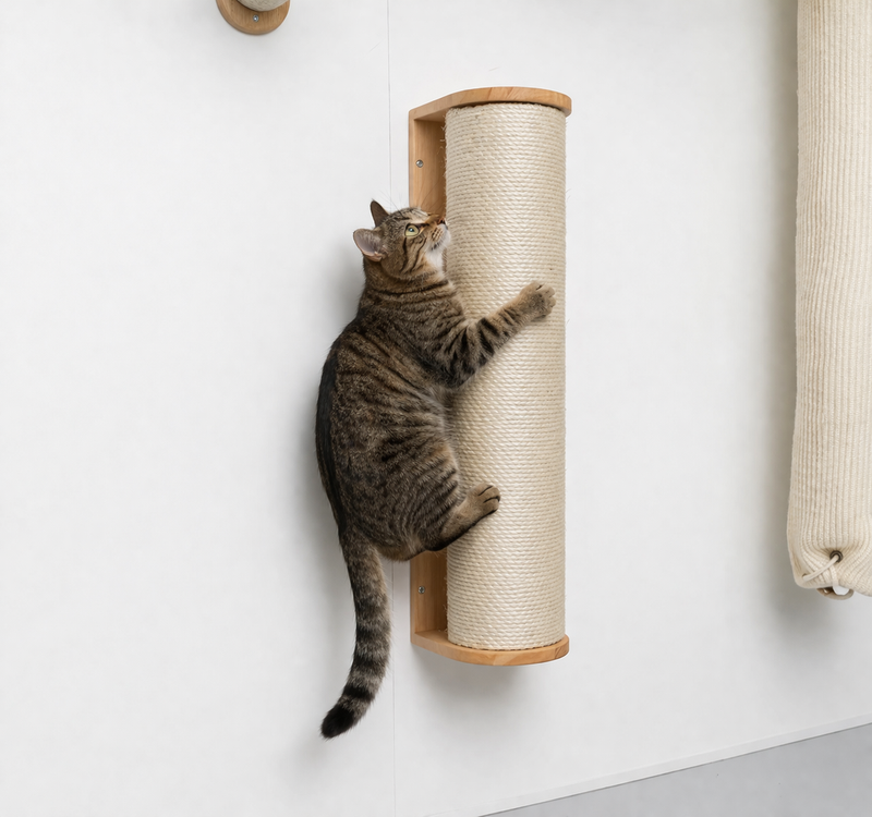 Handcrafted wooden details of a custom cat house showing quality finish
