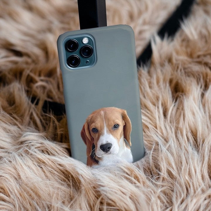 Phone case with a dog's face